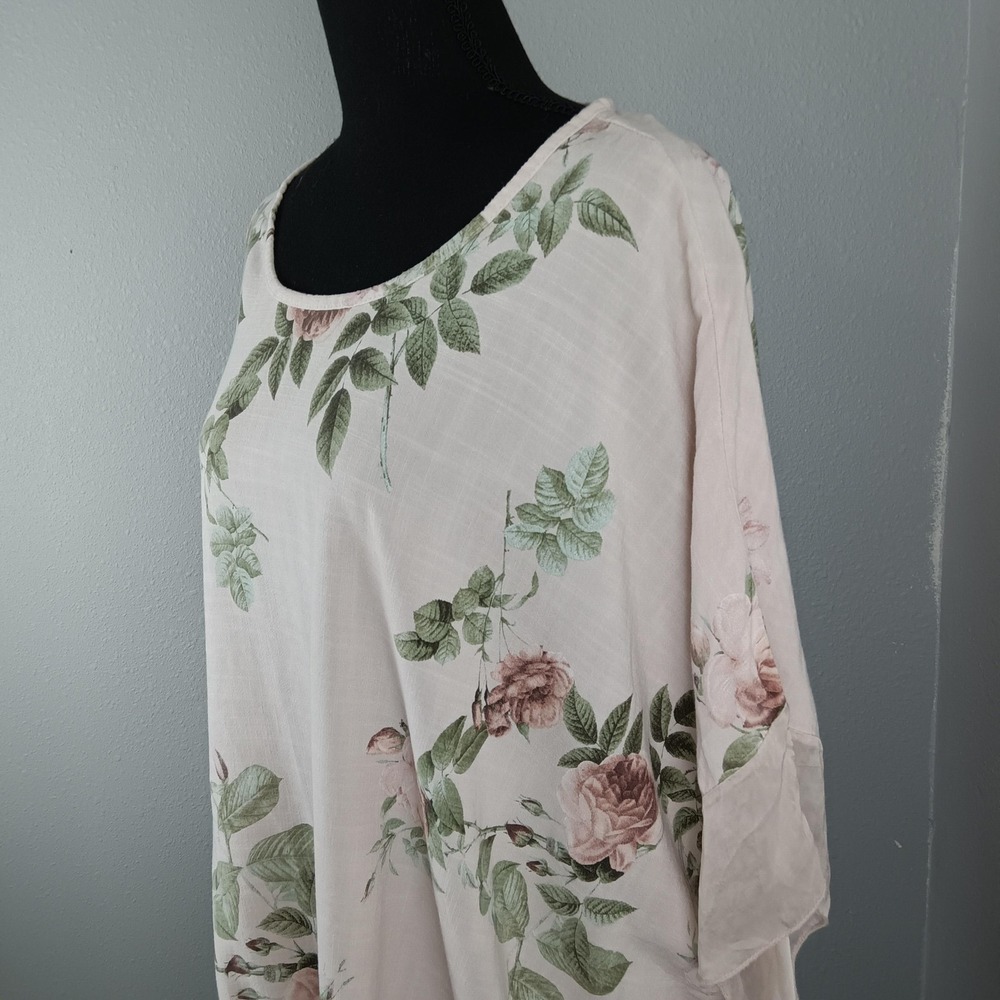 Tempo Paris Blouse Womens Small Floral Sheer Silk Cotton Tunic Top 7310 - Picture 3 of 14